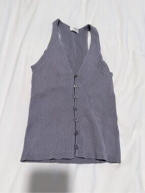 Aritzia Ribbed Button-Front Tank - Grayish Purple